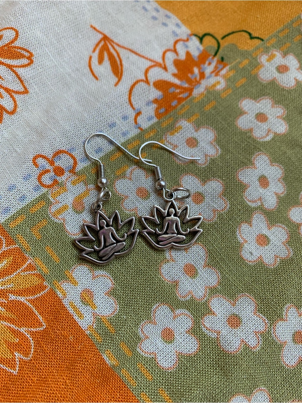 Silver Lotus Dangle Earrings - Women Jewelry
